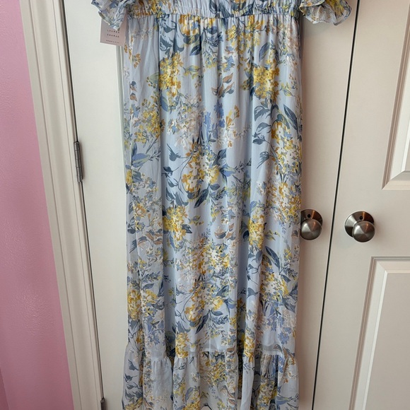 LC Lauren Conrad Blue & Yellow Floral Ruffled Maxi Dress Size 1X - Picture 10 of 14